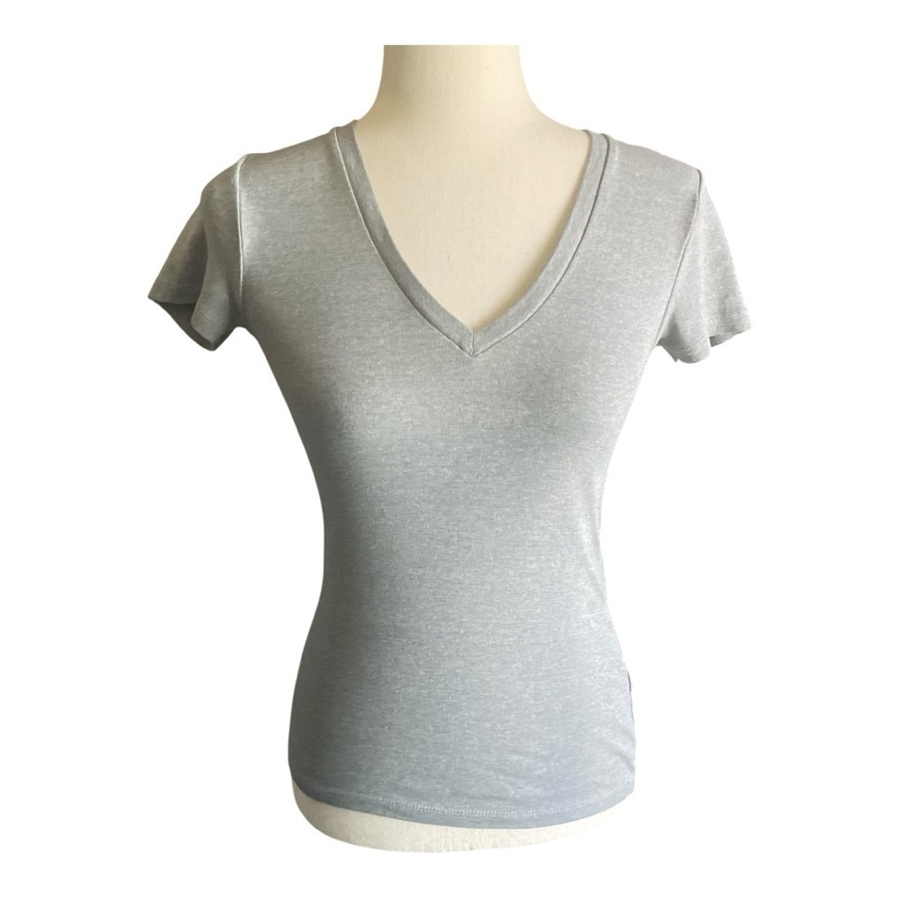 J. CREW-GRAY VNECK COTTON TEE-WOMENS SIZE XXS